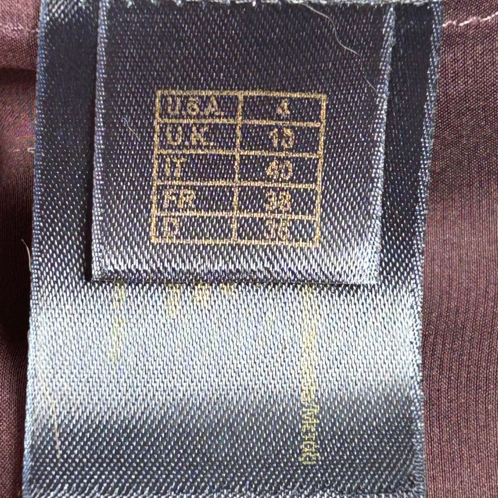 Brooks Brothers Silk Ruffle Front Tie‎ Neck Top Womens 4 Purple Sleeveless Satin - Picture 12 of 13